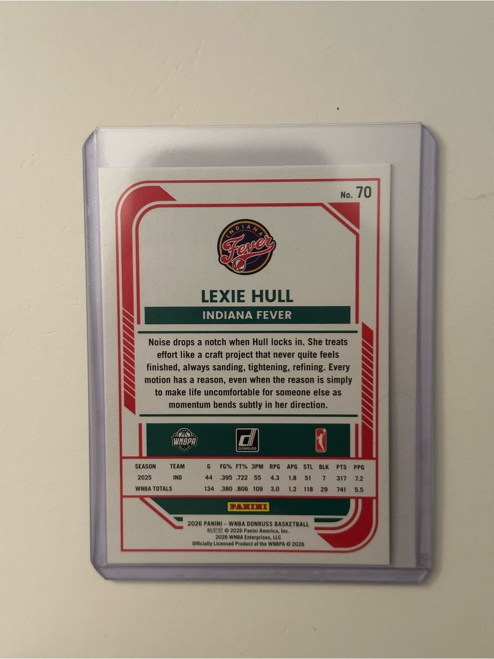 Panini Donruss 2026 Indiana Fever Lexie Hull Basketball Card - White/Red - Picture 2 of 2